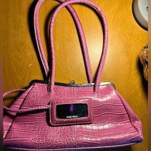 Pink nine west purse with mirror
